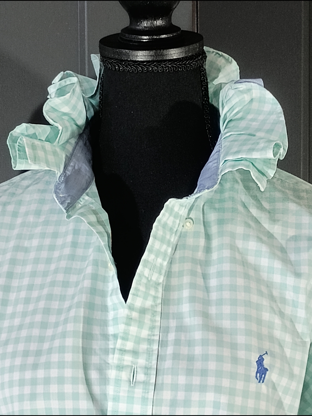 Upcycled Women's Ralph Lauren Ruffled Collar Shirt - Picture 2 of 9